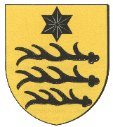 Blason de Riquewihr : les bois de cerfs sont l'hritage des Comtes et Ducs de Wurtemberg. L'toile provient du blason des Horbourg.